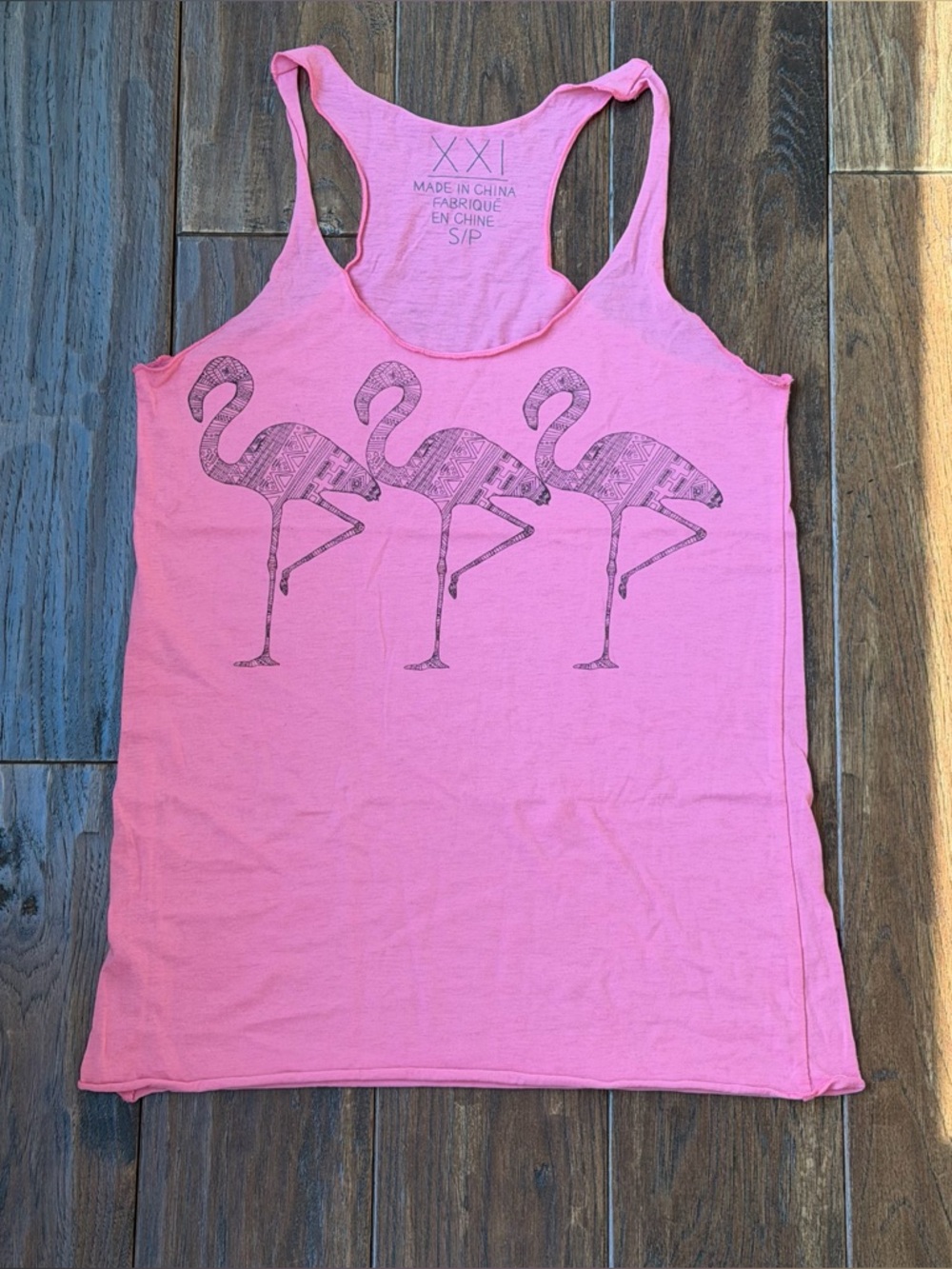 Forever 21 Pink Boho Flamingo Graphic Racerback Tank Top - Picture 2 of 4